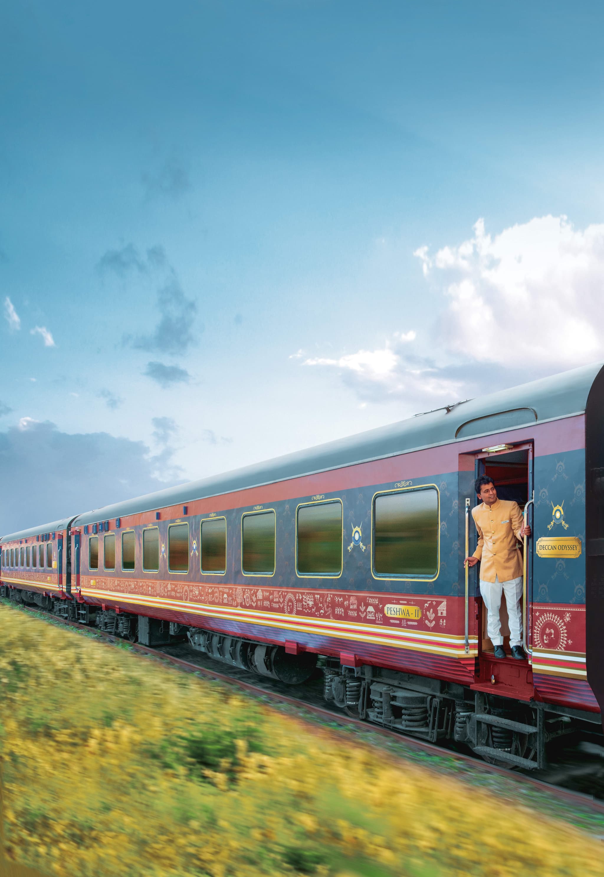 person standing in the doorway of train