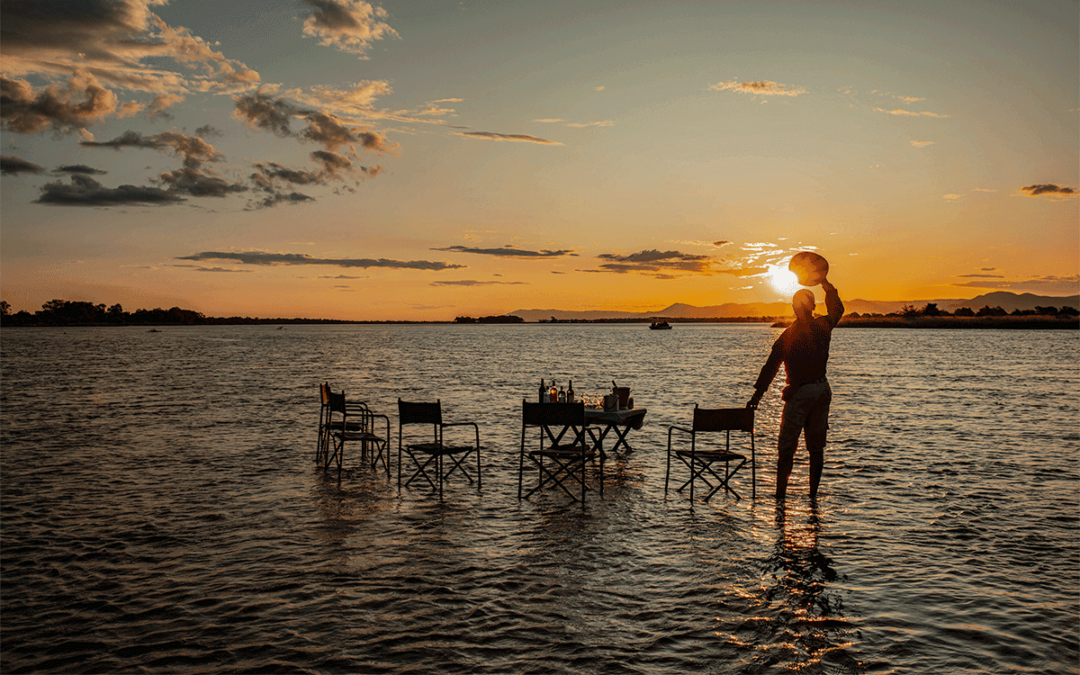 Sunset in Zimbabwe at Tembo Plains Camp, Sapi Private Reserve