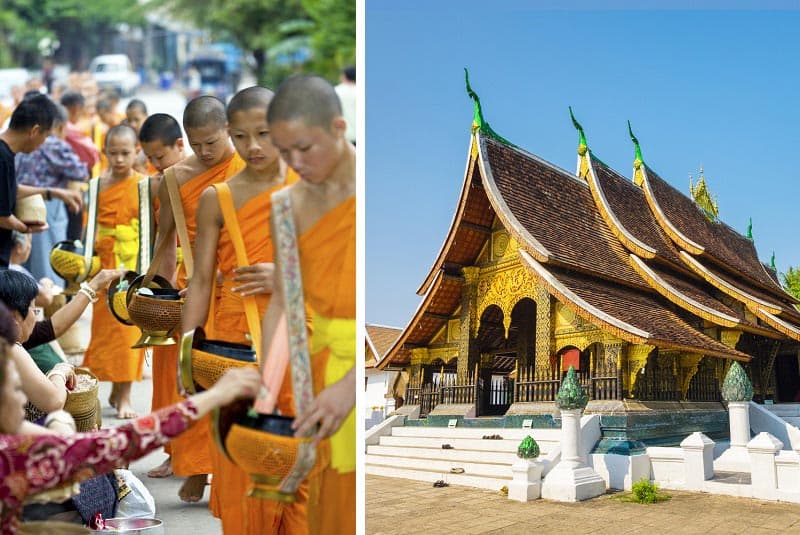 unesco sites laos luang prabang monks temple