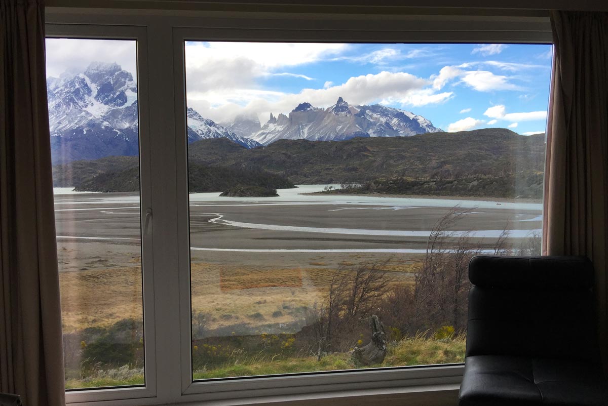 Incredible scenery out the hotel window near Lago Grey, Patagonia