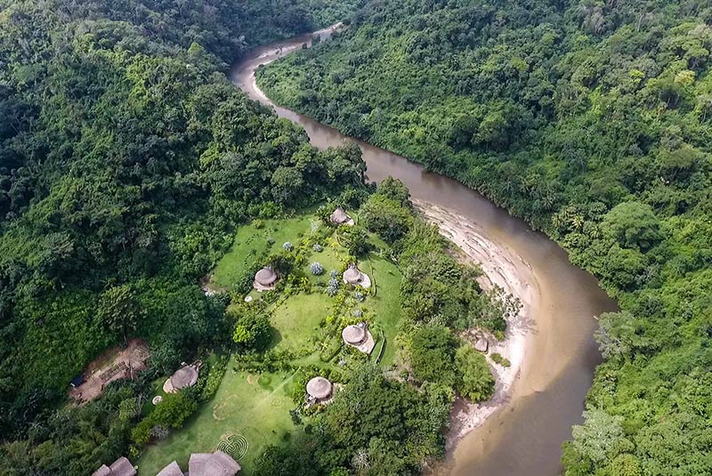 Aerial view from a helicopter excursion over Tayrona National Park, Colombia