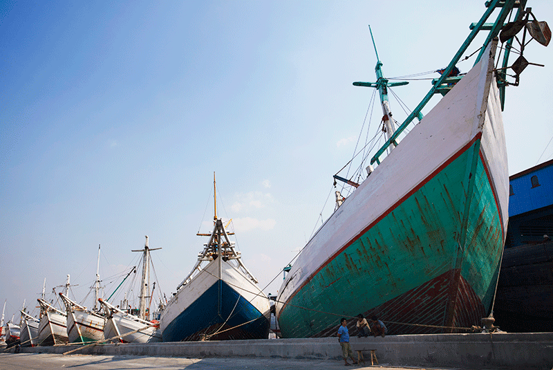 Makassar schooners in port of Sunda Kelapa, Jakarta, Java, Indonesia