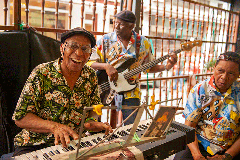 Cuba, Trinidad. Musicians playing.