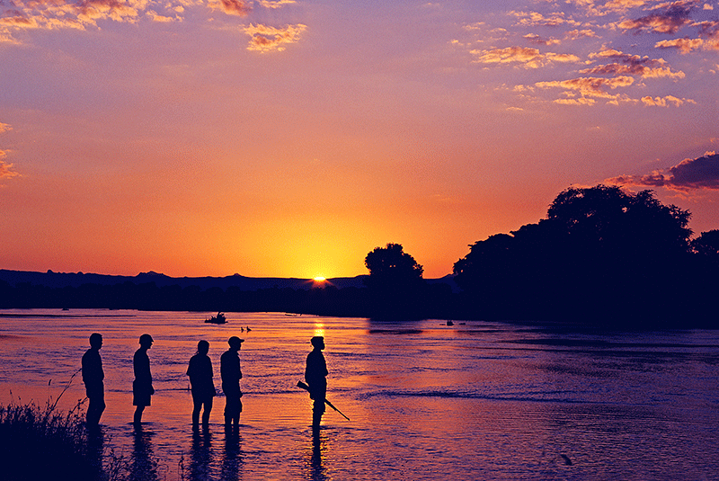 Zambia, South Luangwa National Park. Walking Safari. 