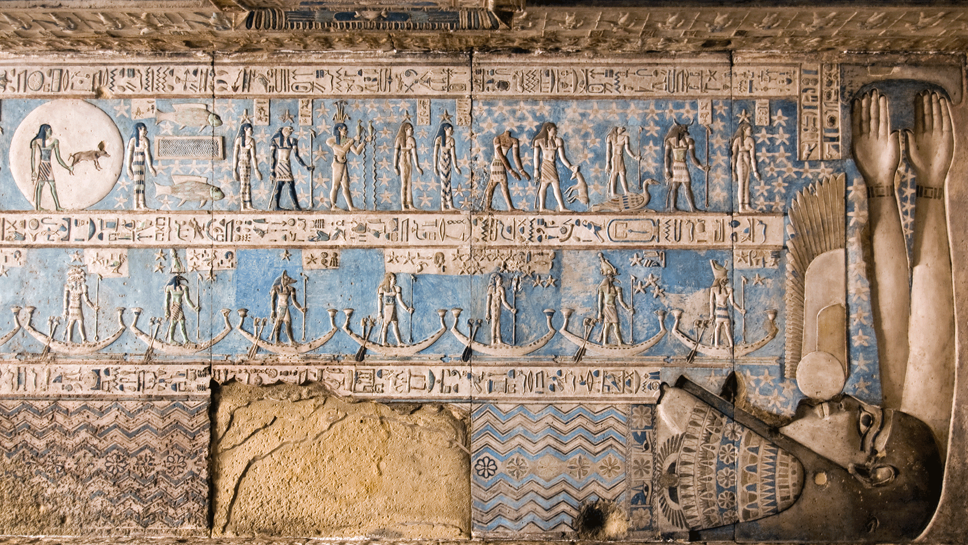 Astrological symbols on the ceiling of Dendera Temple